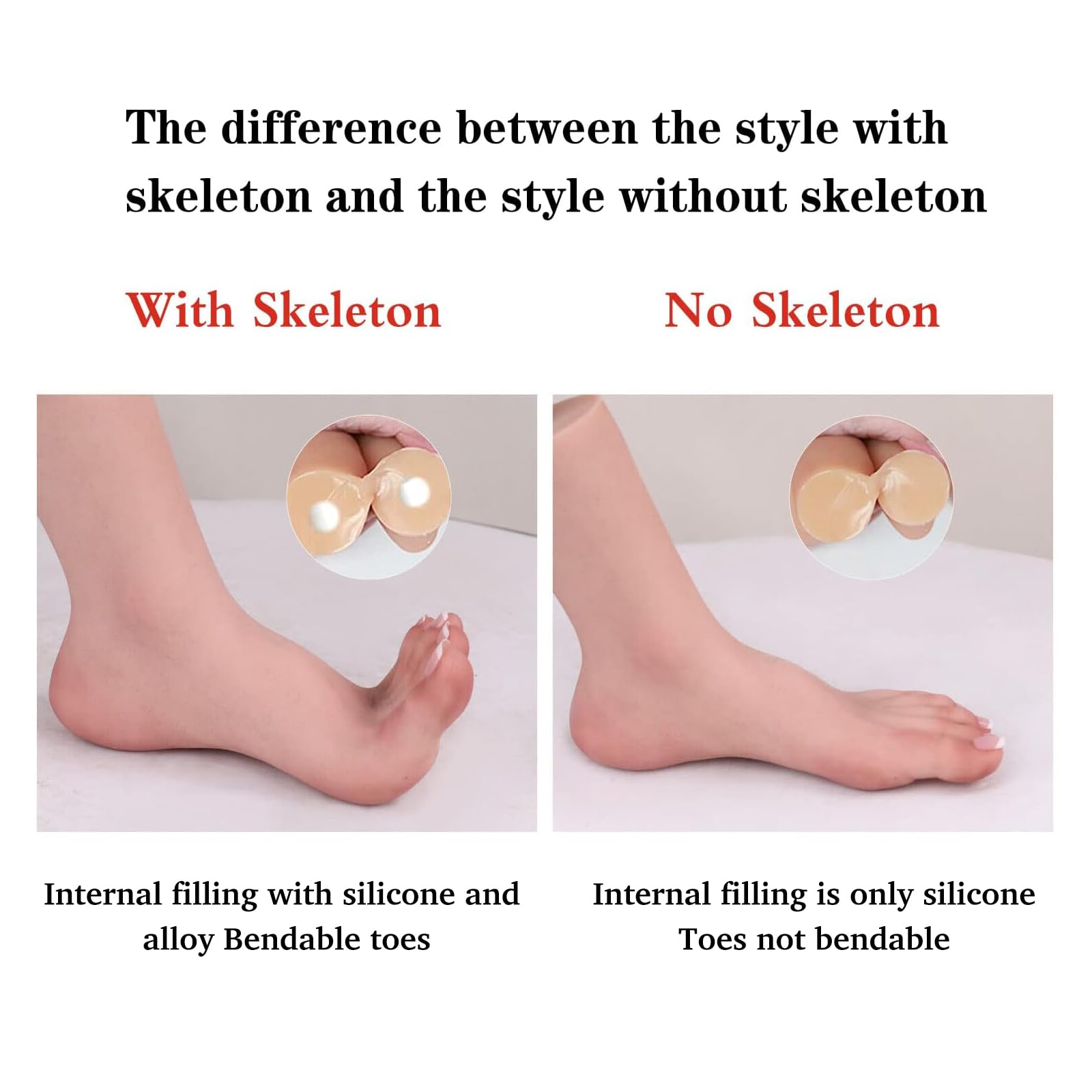 TEYVIYI Realistic Silicone Female Feet Life Size Oil Free Feet Fake Model Foot Tattoo Display Jewelry Sandals Socks Art Collection (Right Foot-Tan)