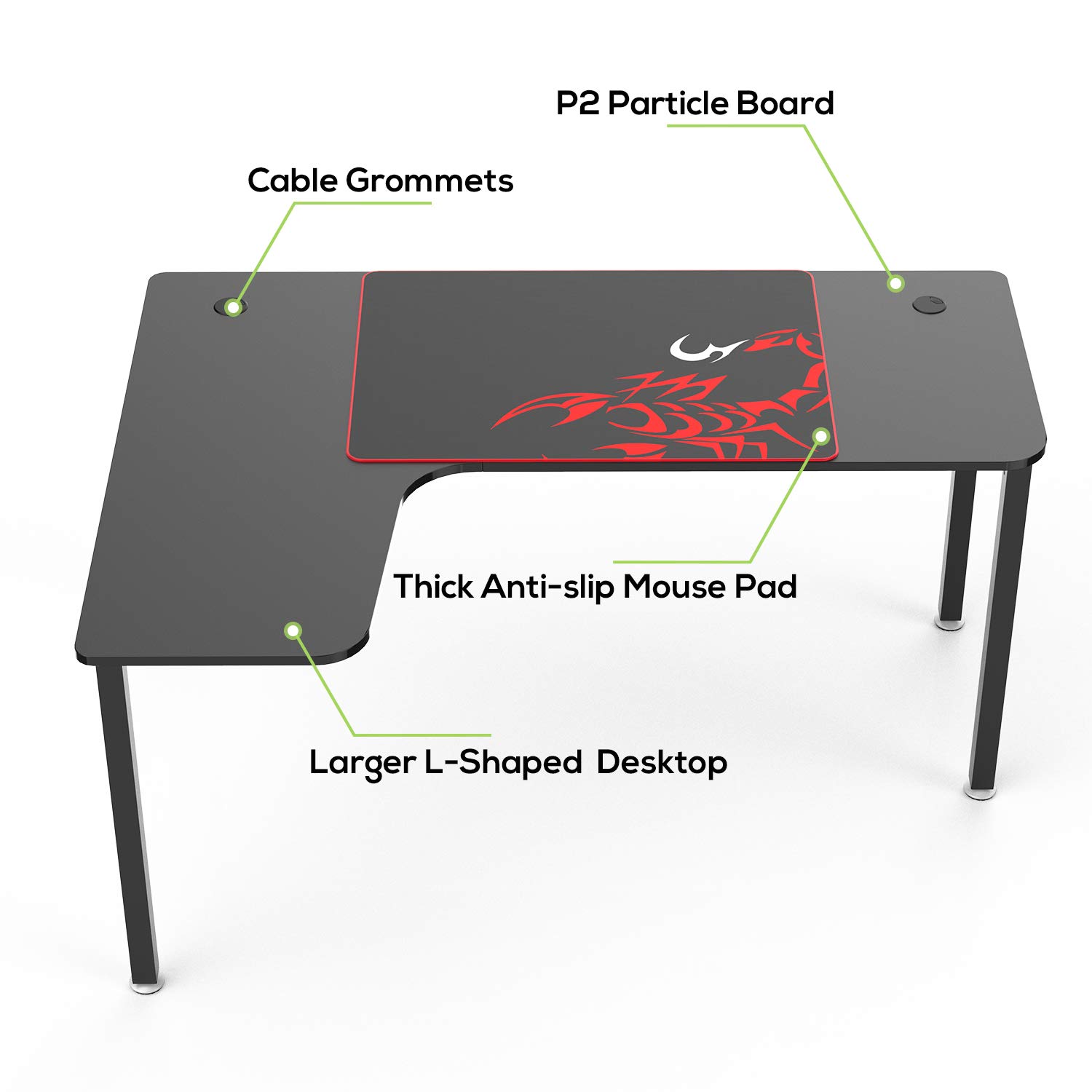 L Shaped Desk,61 inch Corner Gaming Desk,Modern PC
