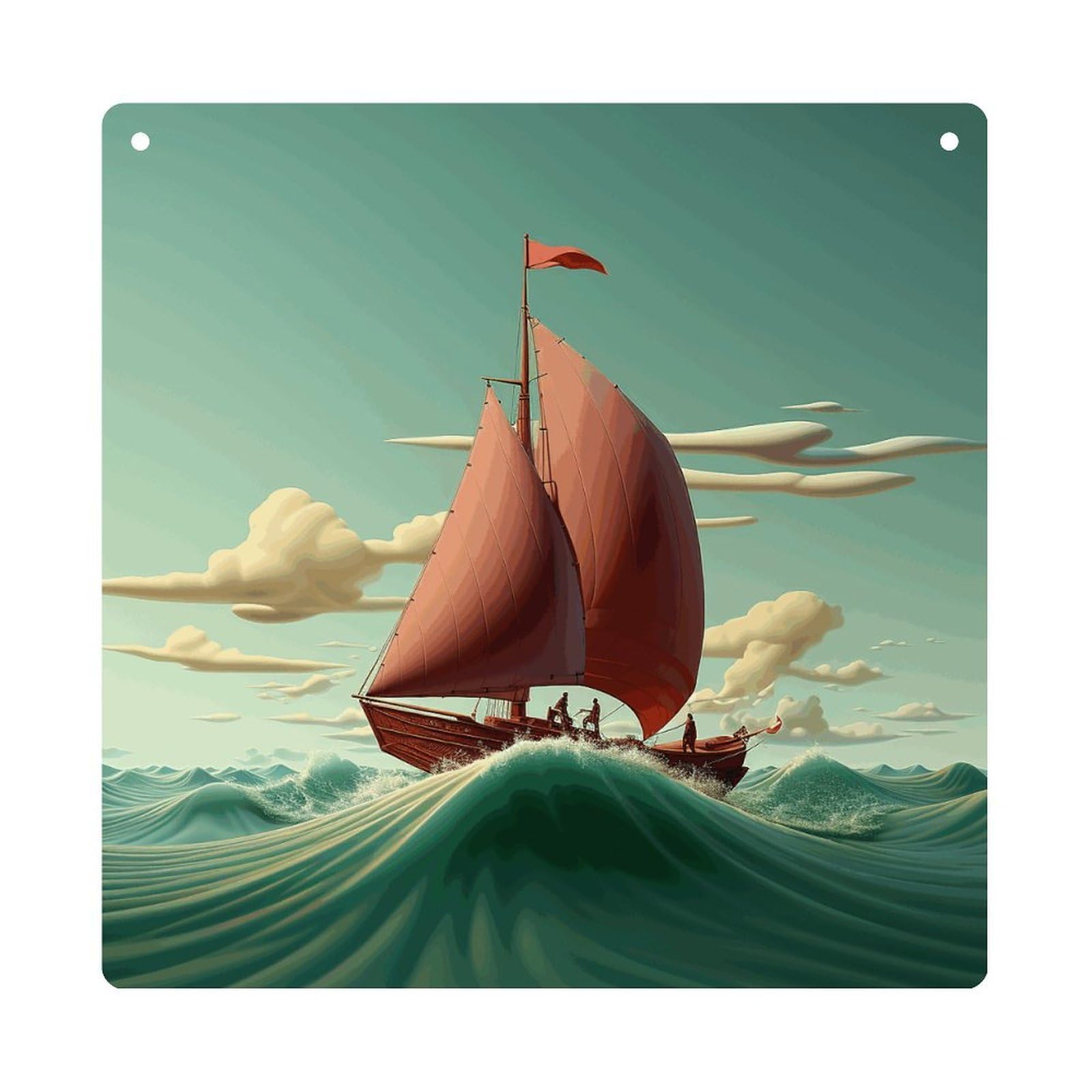 Adfgyerh Style Ship Flying In Sea Hanging Ornaments Window Hanging Modern Acrylic Decor For Living Room Bedroom Dining Room Hallway Office Wall Decor, 8X8 In