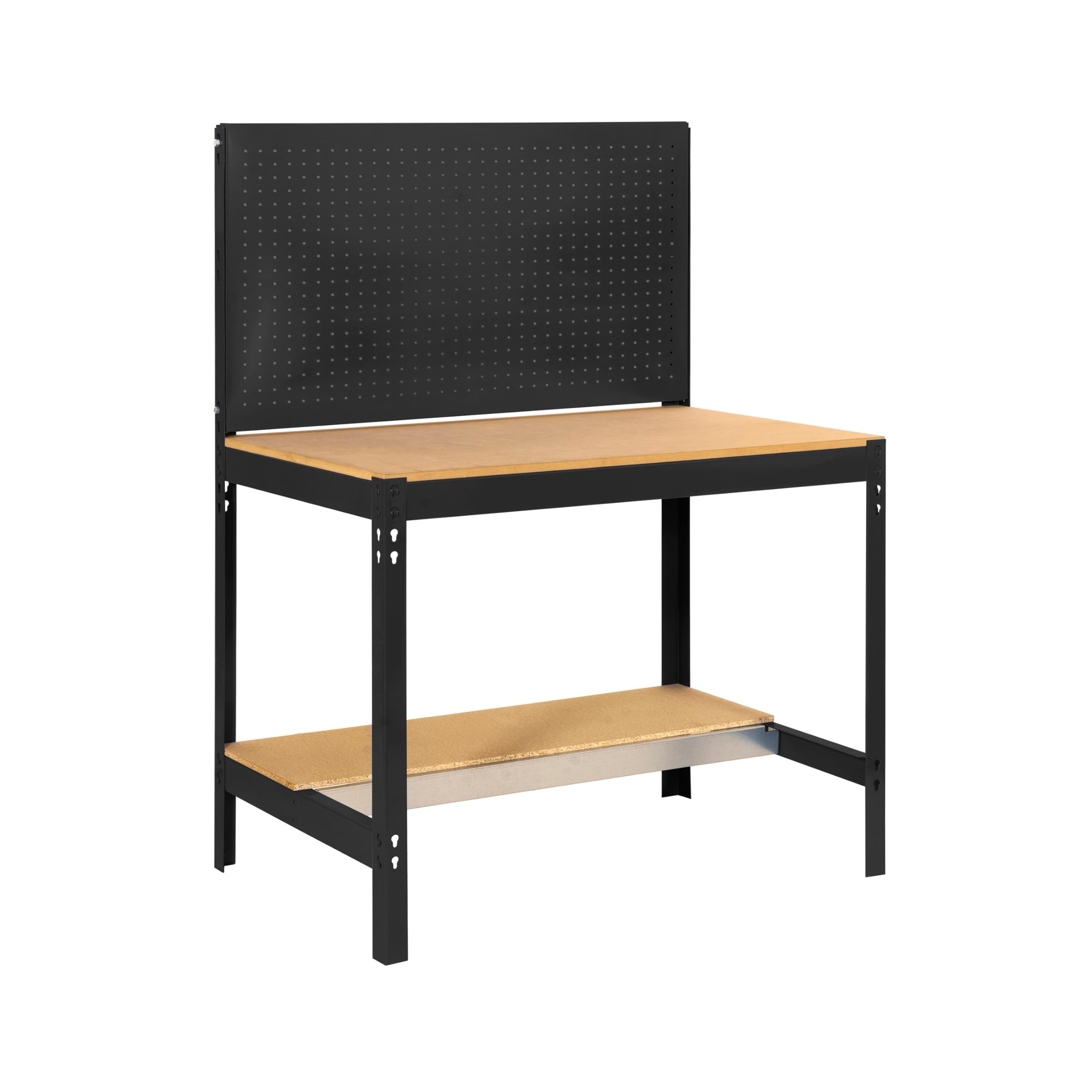 Simon Rack Banco da lavoro officina con pannello forato 1210x610 mm - BT2 | Piano in legno 16 mm, Portata 600 kg, Vernice anticorrosione, Montaggio sistema a clic, Antracite