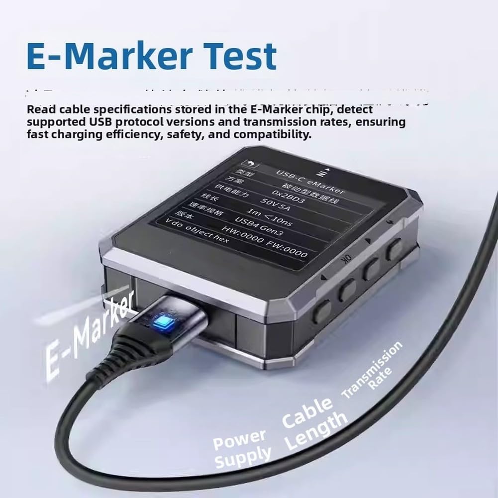 240w Pd 3.1 Usb C Medidor de Potencia Probador Con Resolución de 7 Dígitos Y Análisis de Flujo de Corriente Bi Direccional Para Envejecimiento de Batería Para Insights Plus Pantalla Inteligente Sensor