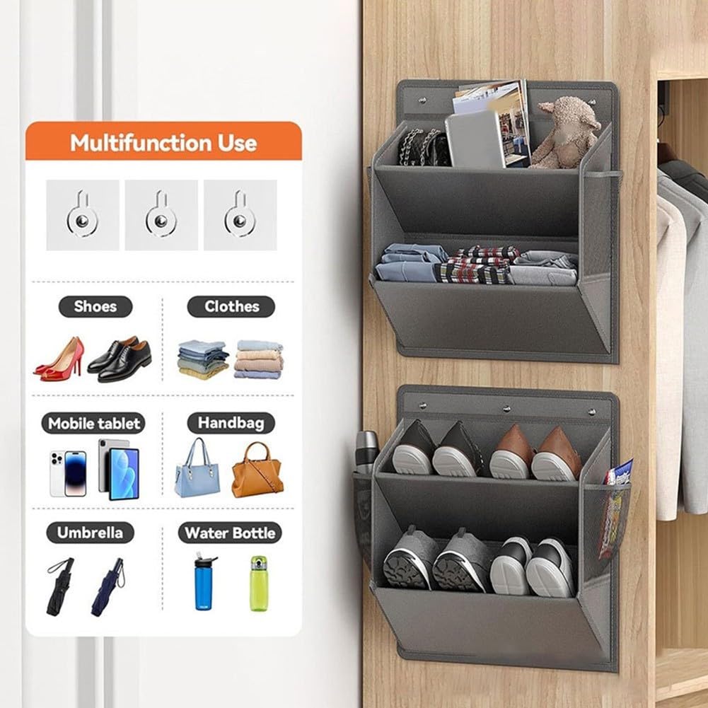 Wandmontierter Schuh für Camper mit Stofftaschen, tiefe Staufächer, platzsparendes Oxford-Schuhregal (grau) – perfekt für Wohnmobile und kleine Räume