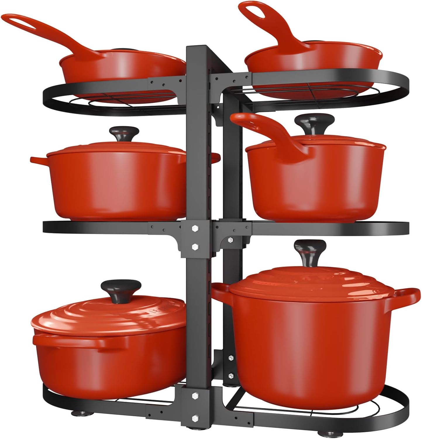 IVODEELA Pot and Pan Organiser,6 Tier Adjustable Saucepan Rack