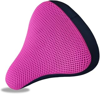 Funda para sillín de bicicleta suave y transpirable, cojín de malla gruesa 3D para ciclismo, cómodo, protector de asiento rojo adecuado para varias bicicletas (rojo rosa)
