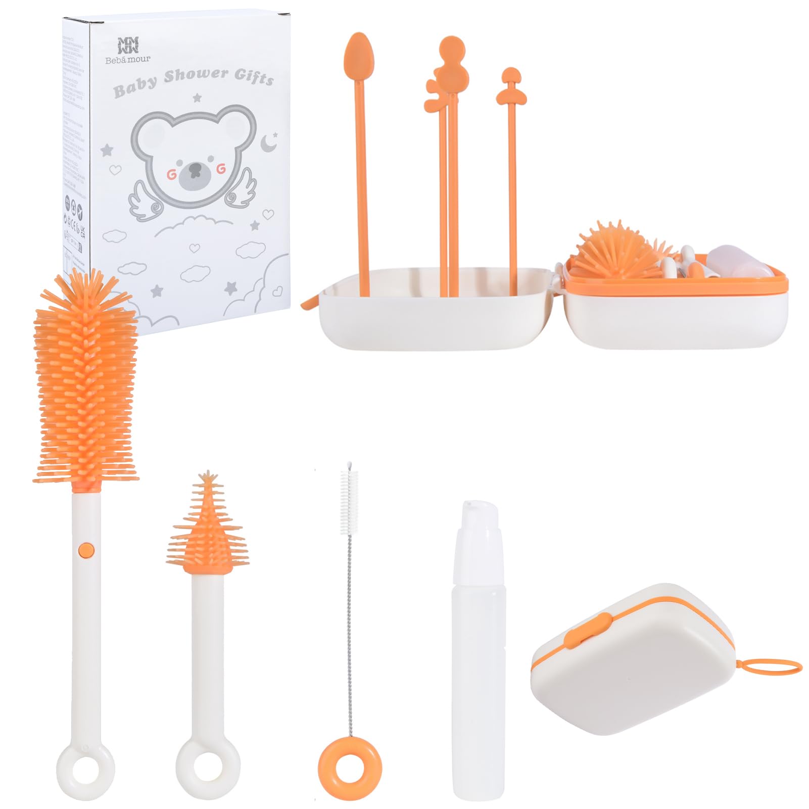 Set Spazzole Biberon Da Viaggio Con Silicone Spazzola per Scovolino Biberon E Te