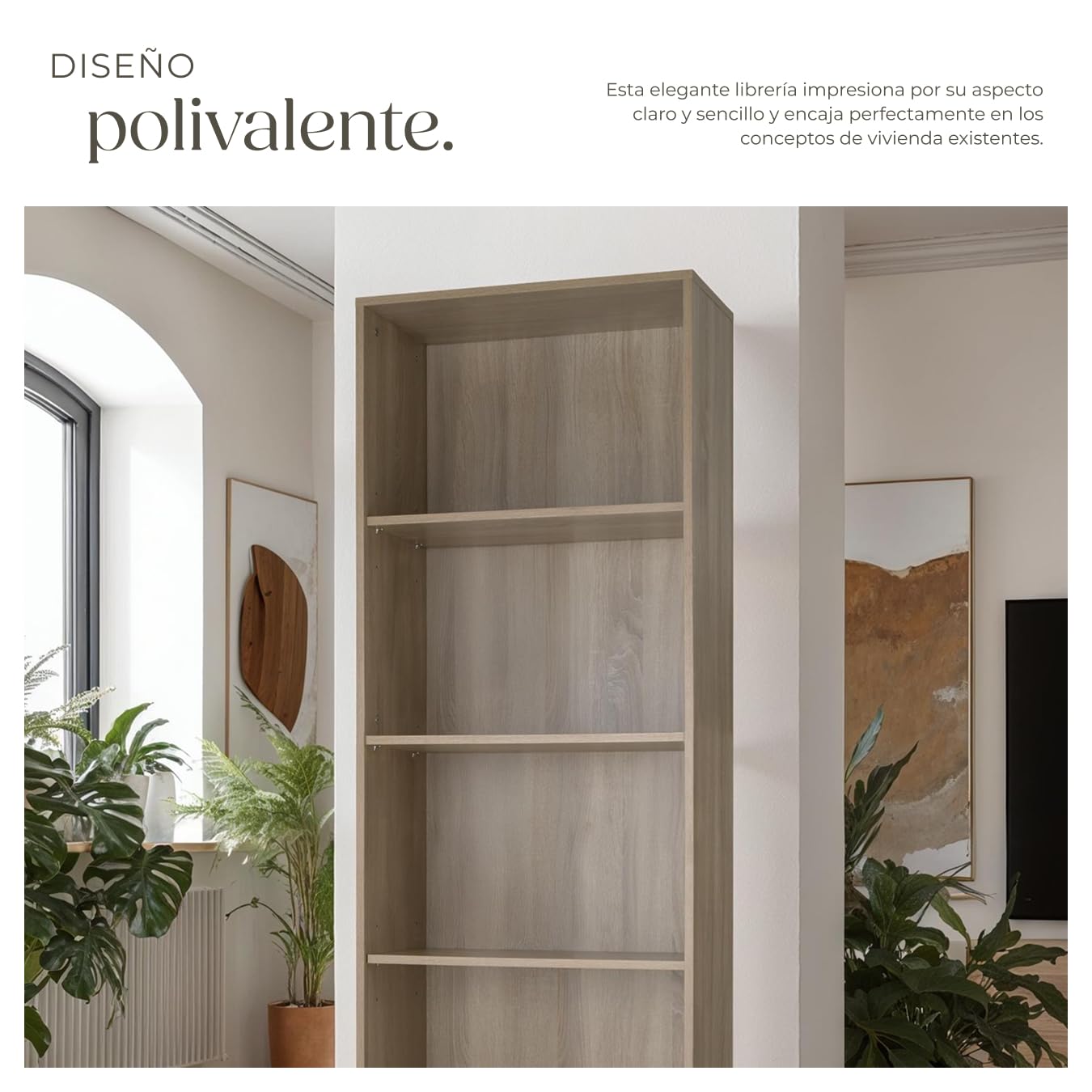 tectake® Estanteria Madera, Libreria Estanteria con 5 Compartimentos, Estanteria Almacenaje para Libros, Estanterias de Madera, Mueble Almacenaje, Estanteria Habitacion - Madera Clara, Roble Sonoma