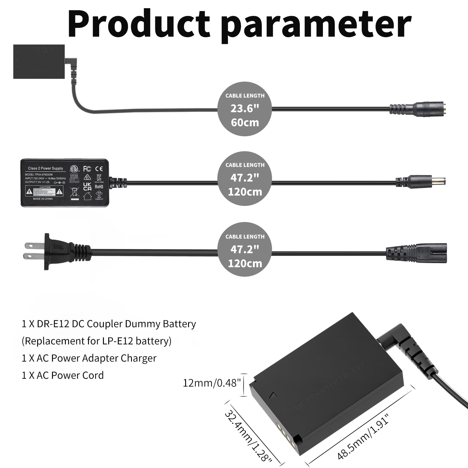 Amazon.com : F1TP ACK-E12 AC Power Supply Adapter DR-E12 DC