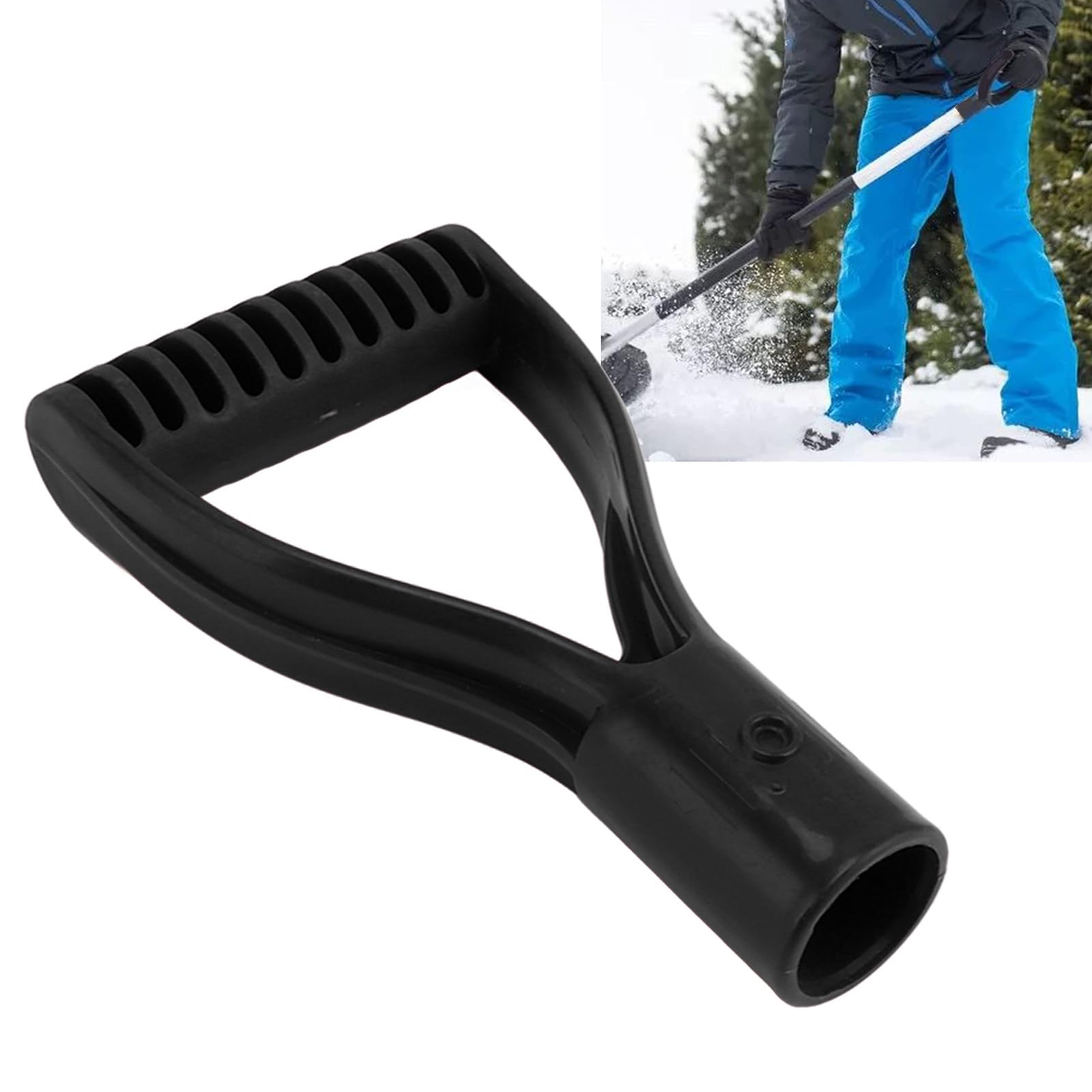Shovel Handle Replacement, Snow Shovel Handle D Grip for Garden (Black)