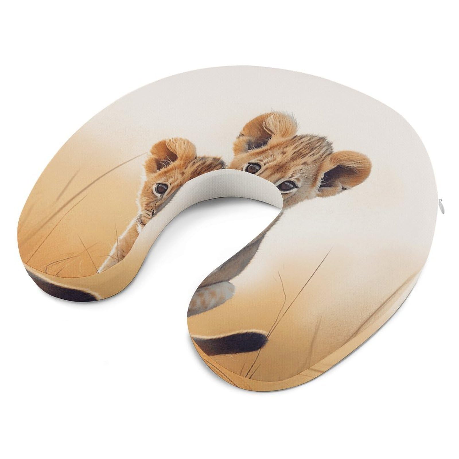 Almohada pequeña en forma de U de león, núcleo de almohada de espuma viscoelástica, cojín, proporciona apoyo para el cuello, almohada de viaje, adecuada para aviones, coches, hogares y