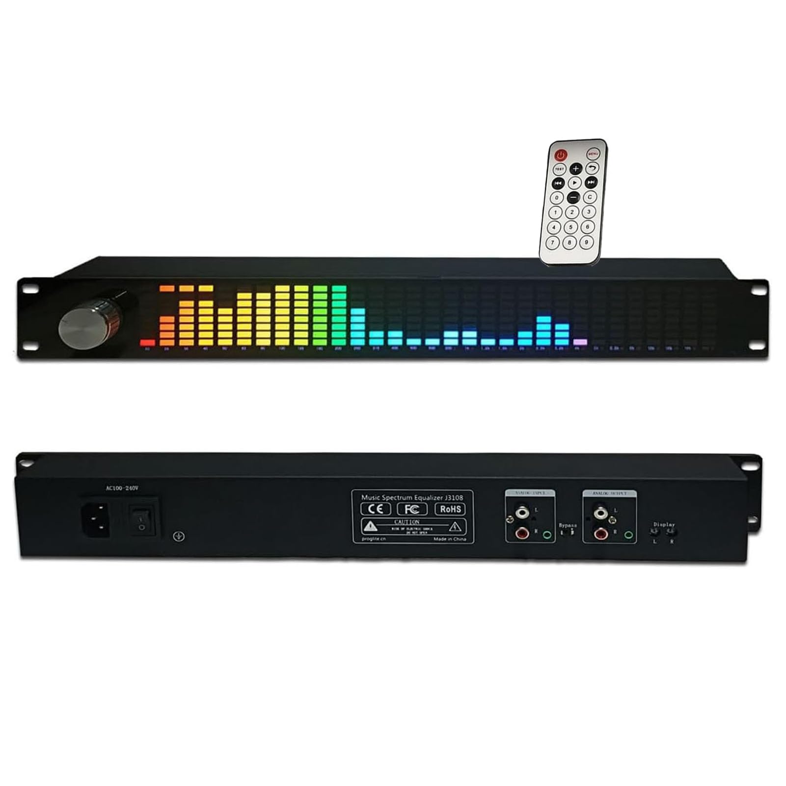 Wyrównanie Spektrum Muzycznego, 31-pasmowe Analizator Widma Audio Z Pełnym Kolorowym Wyświetlaczem, Dual Channel 15-bands Cyfrowy Korektor Z Zdalnym, Metalowym, Do Sceny Ktv Home Bar