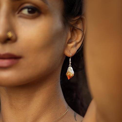 Miniatura 6 de AYANA - Paquete de cristales de citrino, juego de joyas de cristal curativo, colgante, aretes, anillo, Cobre chapado en oro, Citrino