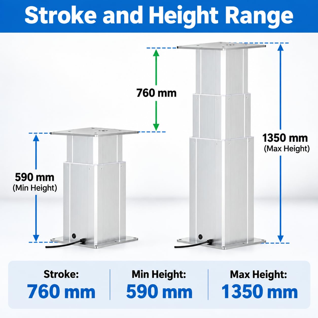 Colonna di Sollevamento Elettrica, Carico 200kg, 10mm/s