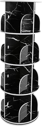 Miniatura 5 de Estantería giratoria, estantería giratoria de 4 niveles, estantería de esquina para espacios pequeños, estante de almacenamiento de pie de 360