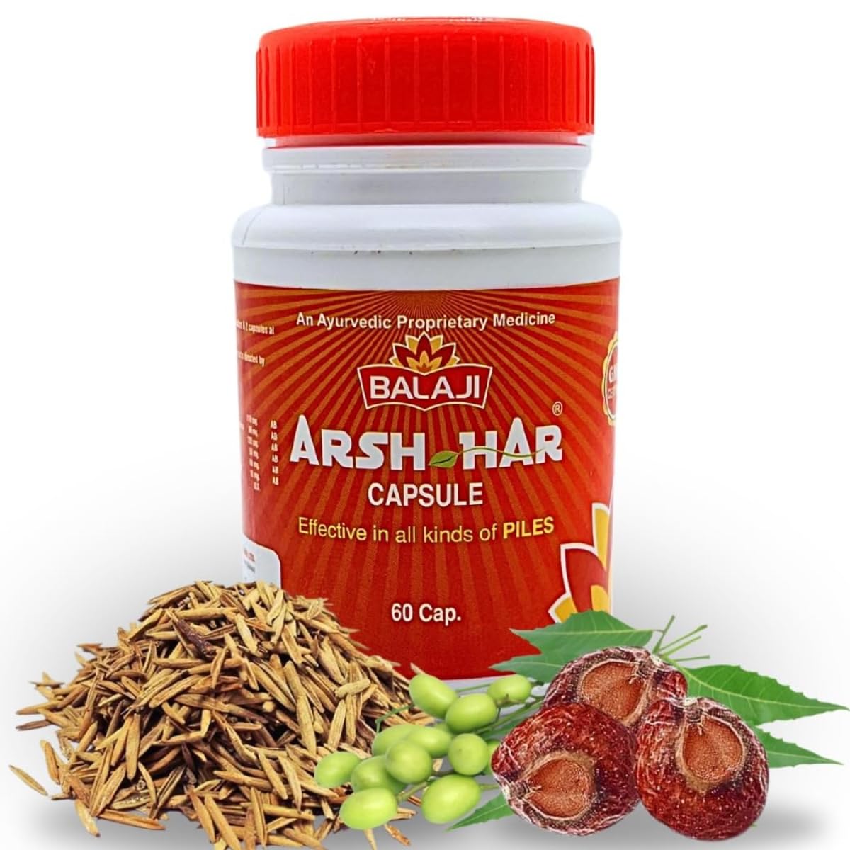 Balaji Arsh-Har Ayurvedic Piles Relief Capsules | Herbal Remedy For Piles Pain & Discomfort | 100% Ayurvedic Capsules For Fistula & Hemorrhoids, 60 Capsule