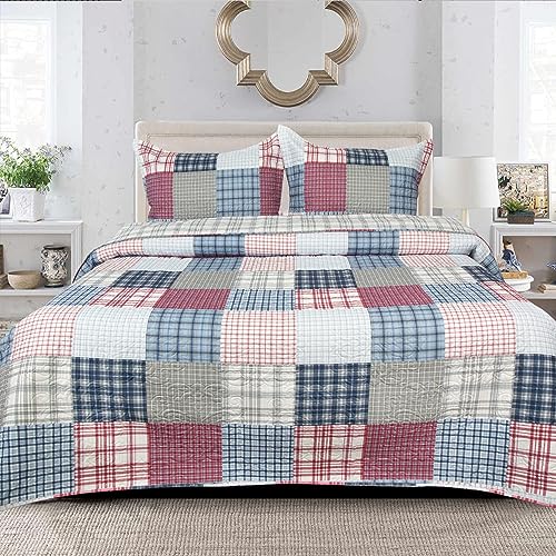 Rugs Inn Patchwork Floral Bedspread Quilted Cotton Bed Throw Classical Vintage Look Reversible Bedspread Double Bed Throw Lightweight Quilt Coverlet CHIC VINTAGE (Des 5)