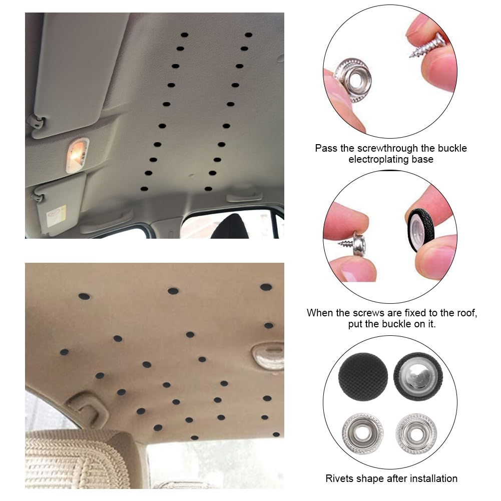 65Pcs Kit Riparazione Cielo Auto, Vite Per Riparazione Tetto Auto, Rivetti per Riparazione Tetto Auto, Universali Riparazione Rivetti Pulsante con Vite, Ripara Cielo Auto Set Riparazione Cielo Auto