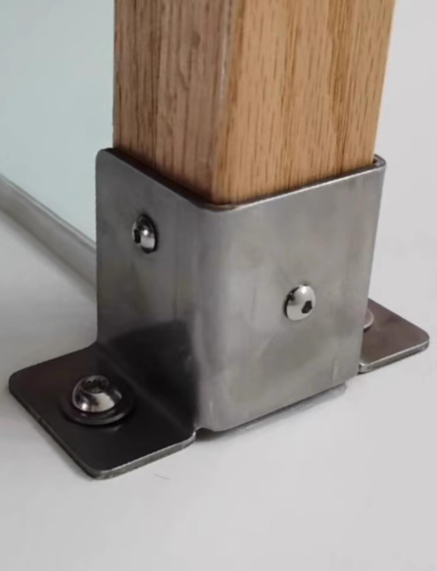 Base de Poste de Acero Inoxidable, Anclaje para Poste de Cerca y terraza con Tornillos, Base de Columna de 3 Lados de Alta Resistencia, Anclajes para barandilla de Cerca de Madera (7 Piezas,