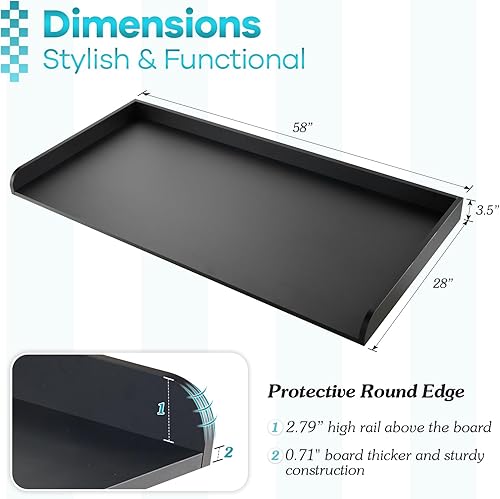 Miniatura 9 de Kaboon Encimera de lavadora y secadora, encimera de melamina con rieles de borde, 27.5 pulgadas de profundidad x 54 pulgadas de ancho, organización