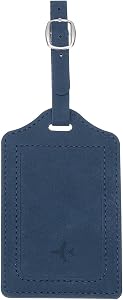 PATIKIL Suitcase Tags, Deep Blue Leather Luggage Name Tags Travel Accessories Airplane Essentials with Private Protection for Flying Hotel Check in Luggage Bags Men Women, 1 Pcs