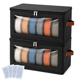 2 Pack 3D Printer Filament Spool Storage Boxs, Holds Up to 12 Spools