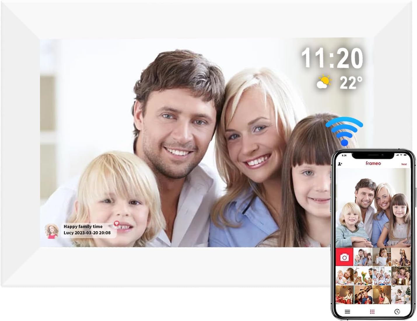 32GB FRAMEO 10.1 Inch WiFi Digital Picture Frame - Touch Screen Smart Cloud Photo Display With Mobile App