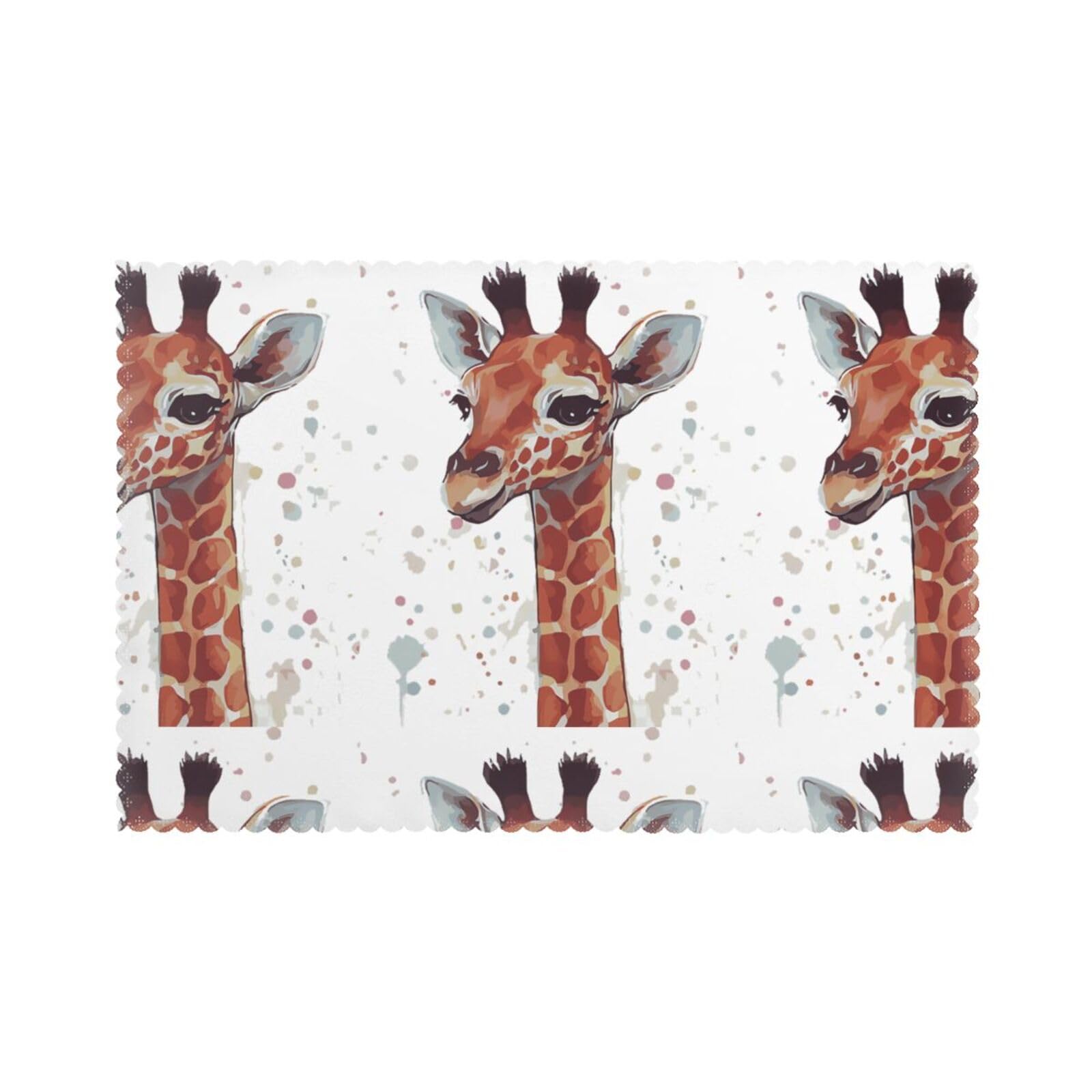 WHJSSF Stylish Animal Giraffe Prints Placemats Set of 6 12x18in - Durable Table Layers with Heat-Resistant & Wrinkle-Free Polyester