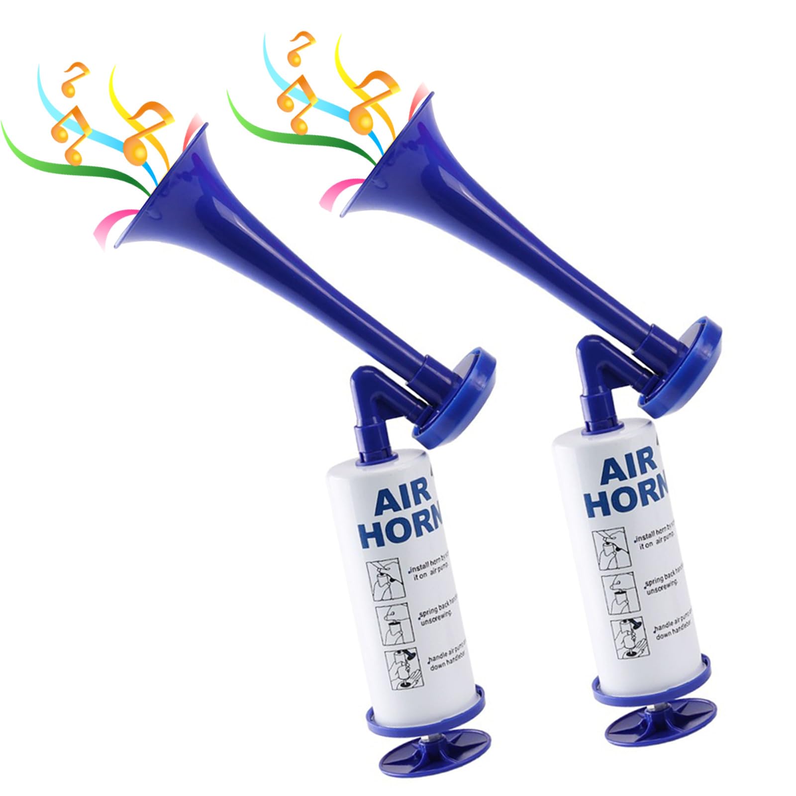 AirHorn Lot de 2 klaxons à air comprimé, klaxon à air comprimé, klaxon à air comprimé, trompe à air comprimé, trompe de football, bleu
