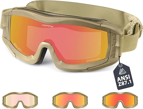 Miniatura 8 de Airsoft - Gafas de seguridad antivaho con certificación ANSI Z87.1, resistentes a los impactos, gafas de tiro tácticas Lente de doble capa P1