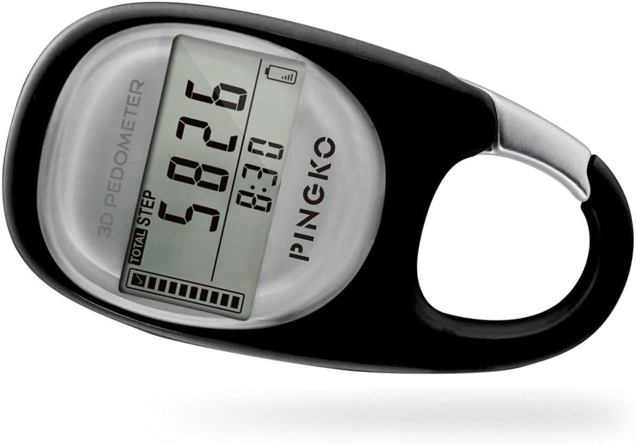 PINGKO 3D Carabiner Walking Pedometer Best Activity Fitness Tracker