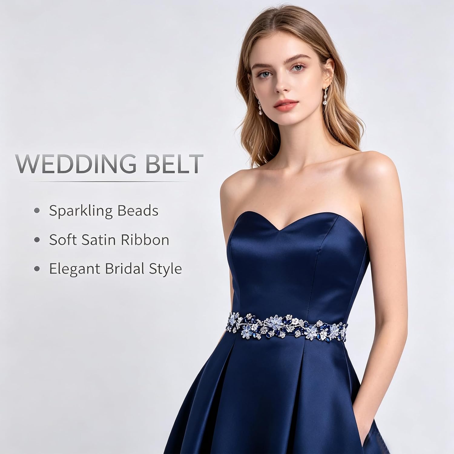 Rhinestone Wedding Bridal Belt for Women Formal Dress image 2
