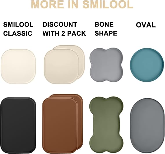 SMILOOL Waterproof Silicone Pet Food Mat with Raised Edge for Dog & Cat