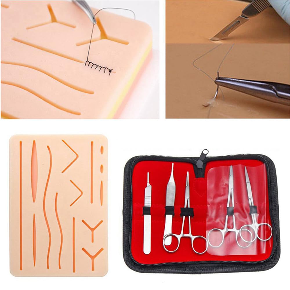 Kit de Suture, Outil de Coussinet de Couture en Silicone, Kit Complet de Pratique de Suture pour les étudiants en Médecine, les Vétérinaires et les Infirmières