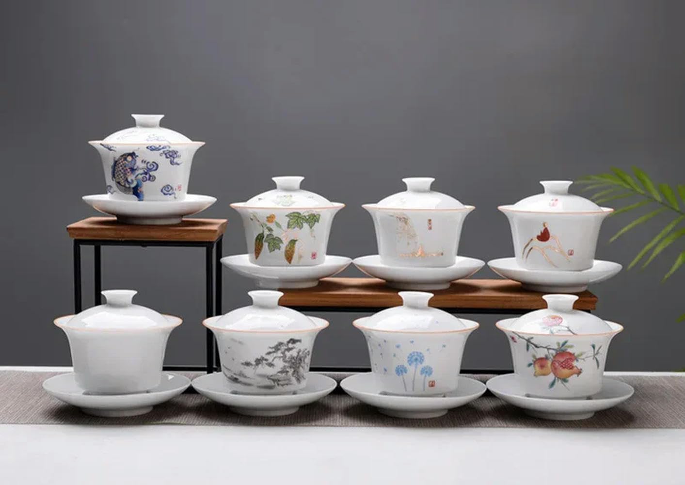 Porcelanowy zestaw do herbaty Gaiwan Kung Fu, Zestaw do herbaty Gaiwan z białej porcelany 150 ml(3)