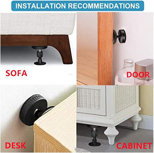 Miniatura 5 de NatureMan 2 piezas de marco de cama roscado ajustable negro, herramienta antivibración, topes de cabecero, cabecera de cama de pared, fijador