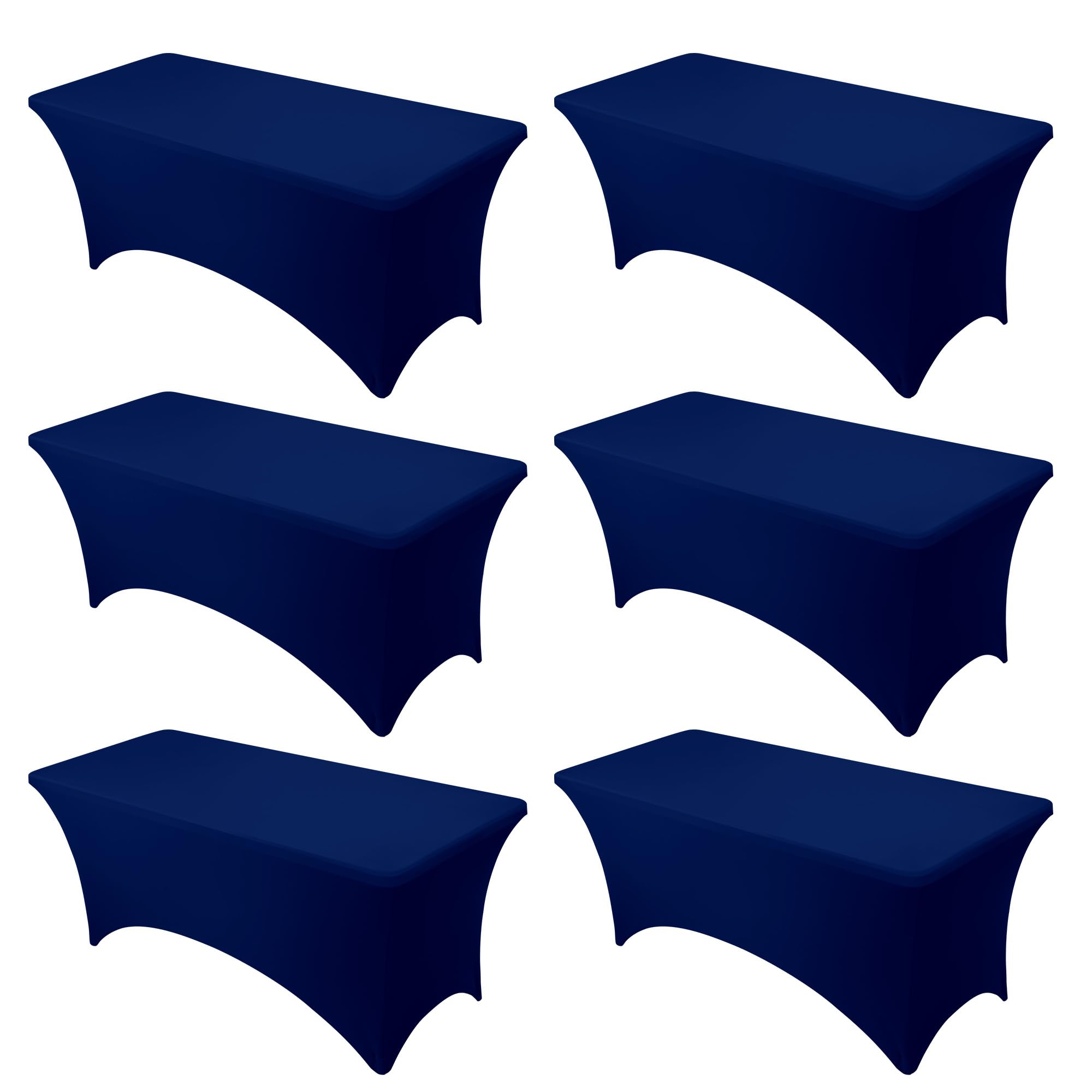 Photo 1 of Dailyset 6-Pack Navy Blue Spandex Tablecloths for 4ft Rectangle Tables