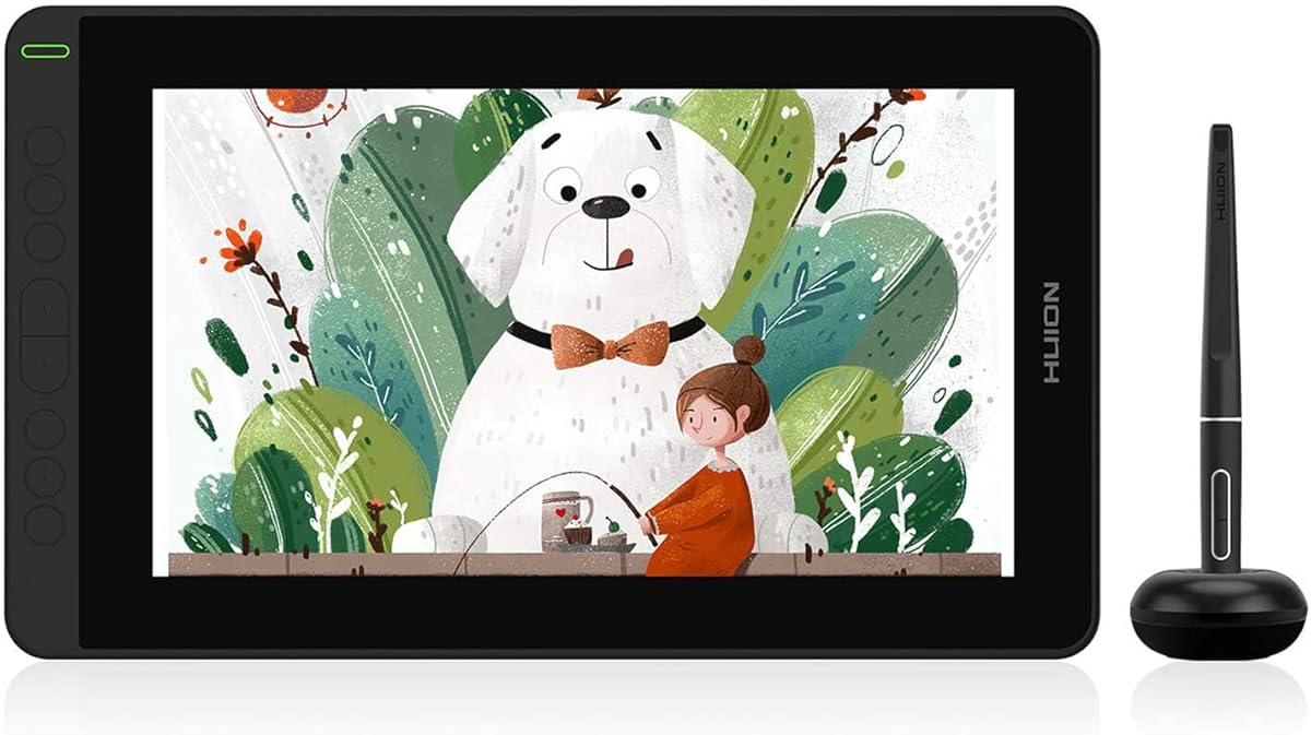 HUION Kamvas 12 Grafiktablett mit Display, 11,6 Zoll Stift-Display mit batterielosem Stift, 8 Expresstasten, verstellbarem Standfuß, Zeichentablett für Switch Spiel, ferngesteuertes Lernen, Arbeiten