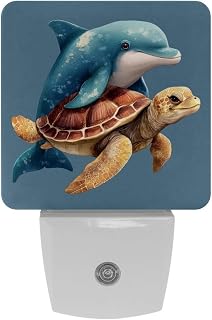 Sensor Lights Cute Ocean Dolphin with Sea Turtle Led Night Light for Hallway, Stair, Corridor, Kitchen, Living Room, Garage, Basement, Utility Room,2 Pack
