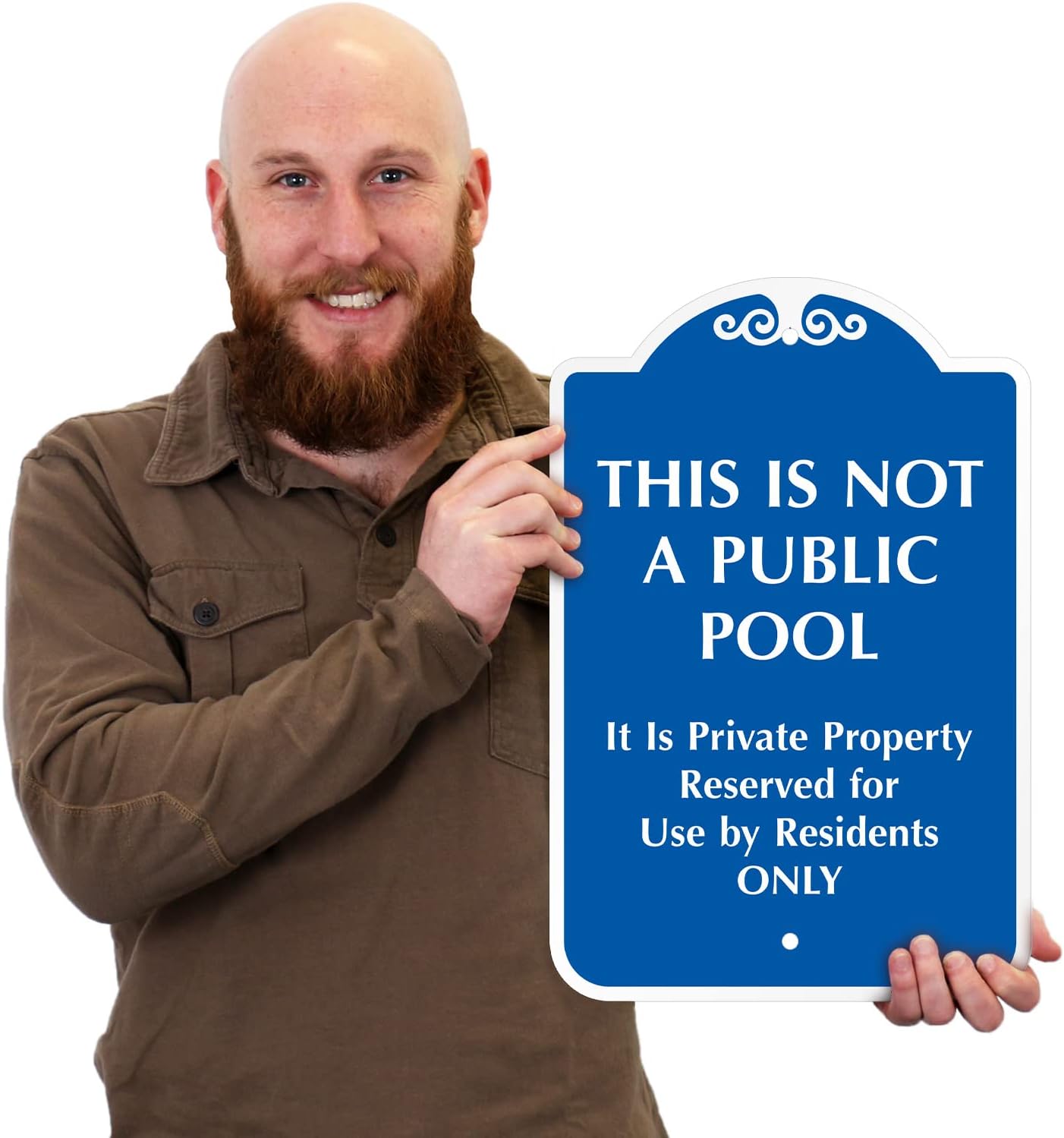 SmartSign Designer “This Is Not A Public Pool, It Is Private Property Reserved For Use By Residents Only” Sign, 18 x 12 inch, 120 mil Aluminum Composite (ACM) with Overcoat, Blue/White, USA-Made