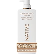 Native Cocoa Butter &amp; Vanilla Scent 24-Hour Moisturizing Bodywash for Women &amp; Men, Clean &amp; Gentle, for Dry or Sensitive Skin, Keeps Skin Healthy &amp; Smooth, Free of Sulfates, Cruelty-Free, 22 oz