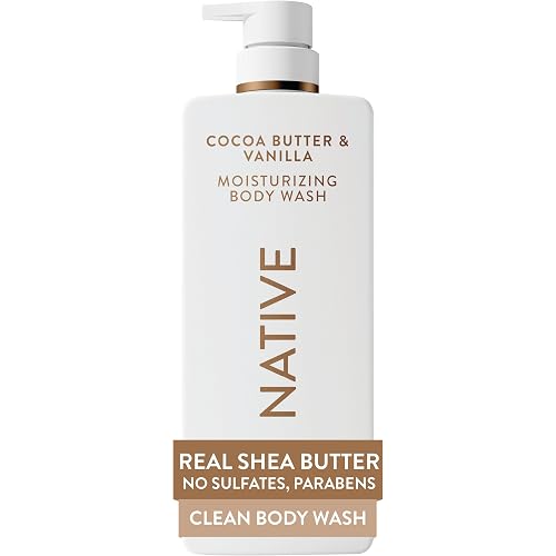 Native Cocoa Butter & Vanilla Scent 24-Hour Moisturizing Bodywash for Women & Men, Clean & Gentle, for Dry or Sensitive Skin, Keeps Skin Healthy & Smooth, Free of Sulfates, Cruelty-Free, 22 oz