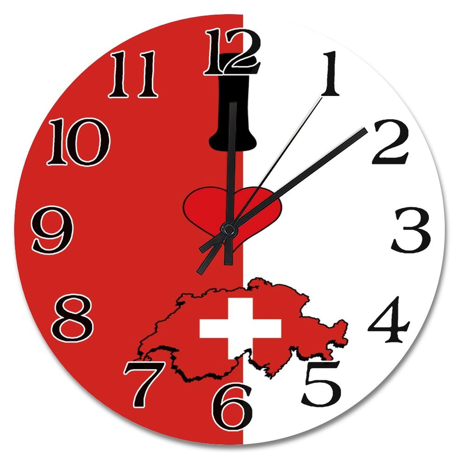 Horloge murale Suisse I Love My Country pendule vintage 38cm