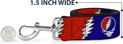 Miniatura 6 de Correa para perro roba tu cara Lightning Bolt Repeat rojo, blanco y azul, 6 pies de largo 0.5 pulgadas de ancho