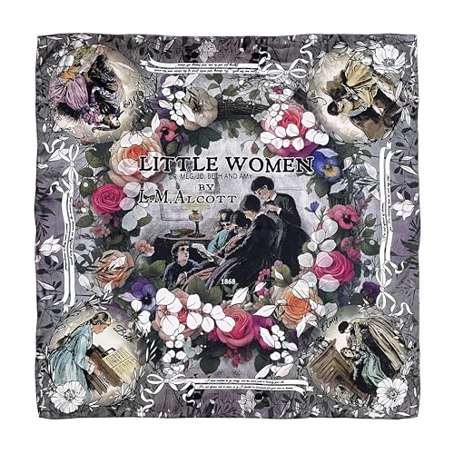 Universal Zone Little Women, Louisa M. Alcott, Square Satin Scarf, Bookish Scarf, Literary Accessory, Literary Gift, Book Lover Gift, Headscarf, Bag Scarf