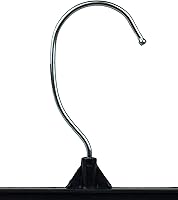 Vista 4 de HangOn Perchas para pantalones de plástico reciclado con clips acanalados, color negro, 14 pulgadas, paquete de 10