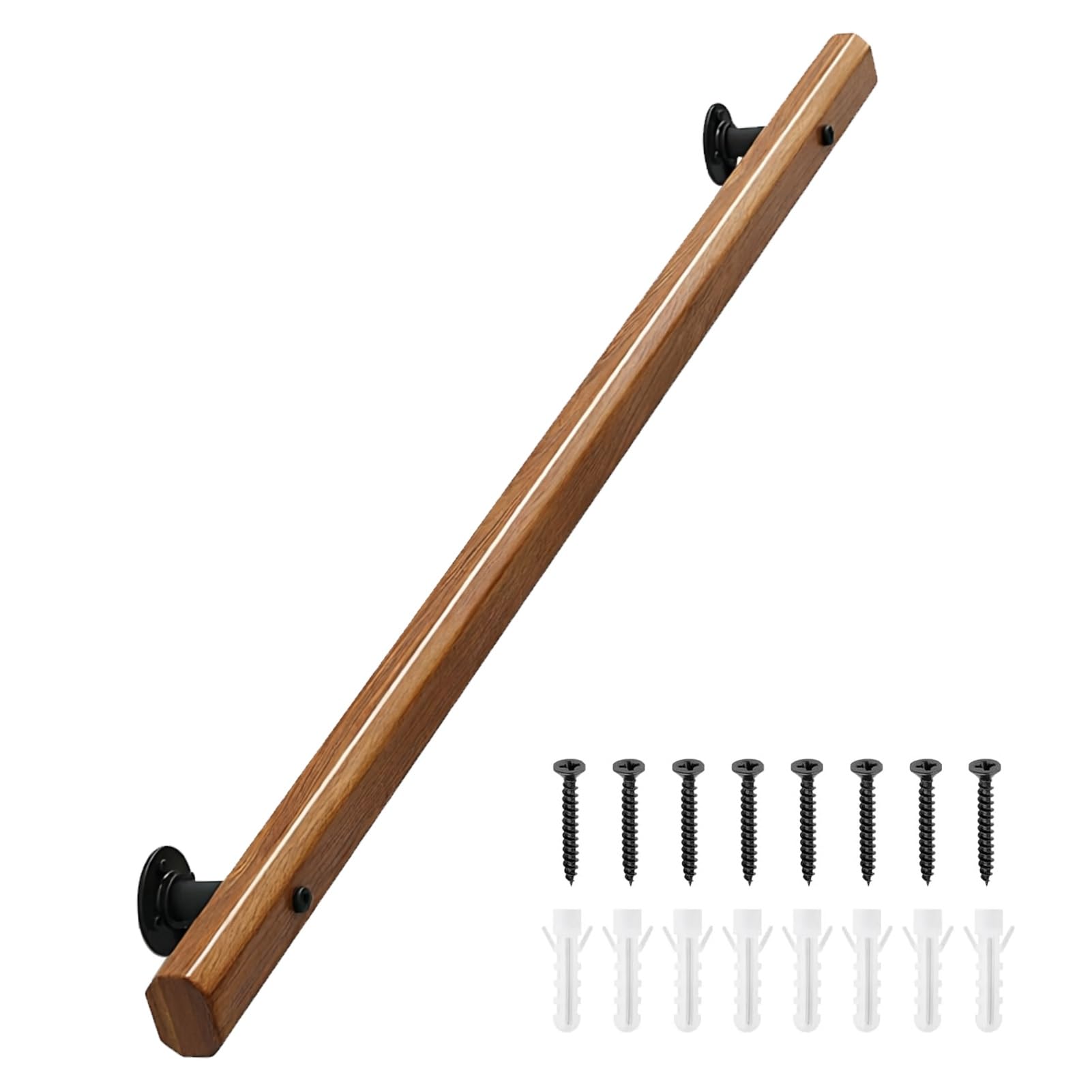 Wooden Stair Railing Indoor, Wall Railings for Stairs, Hand Rails for Outdoor Stairs, Non-Slip Stair Handrail(14ft/420cm)