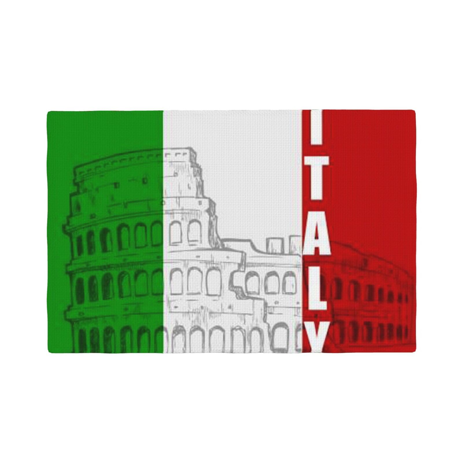 Flyife 6 Pcs Roman Colosseum Italian Flag Printed Linen Place Mats Set Of - Heat-Resistant And Non-Slip Table Placemats
