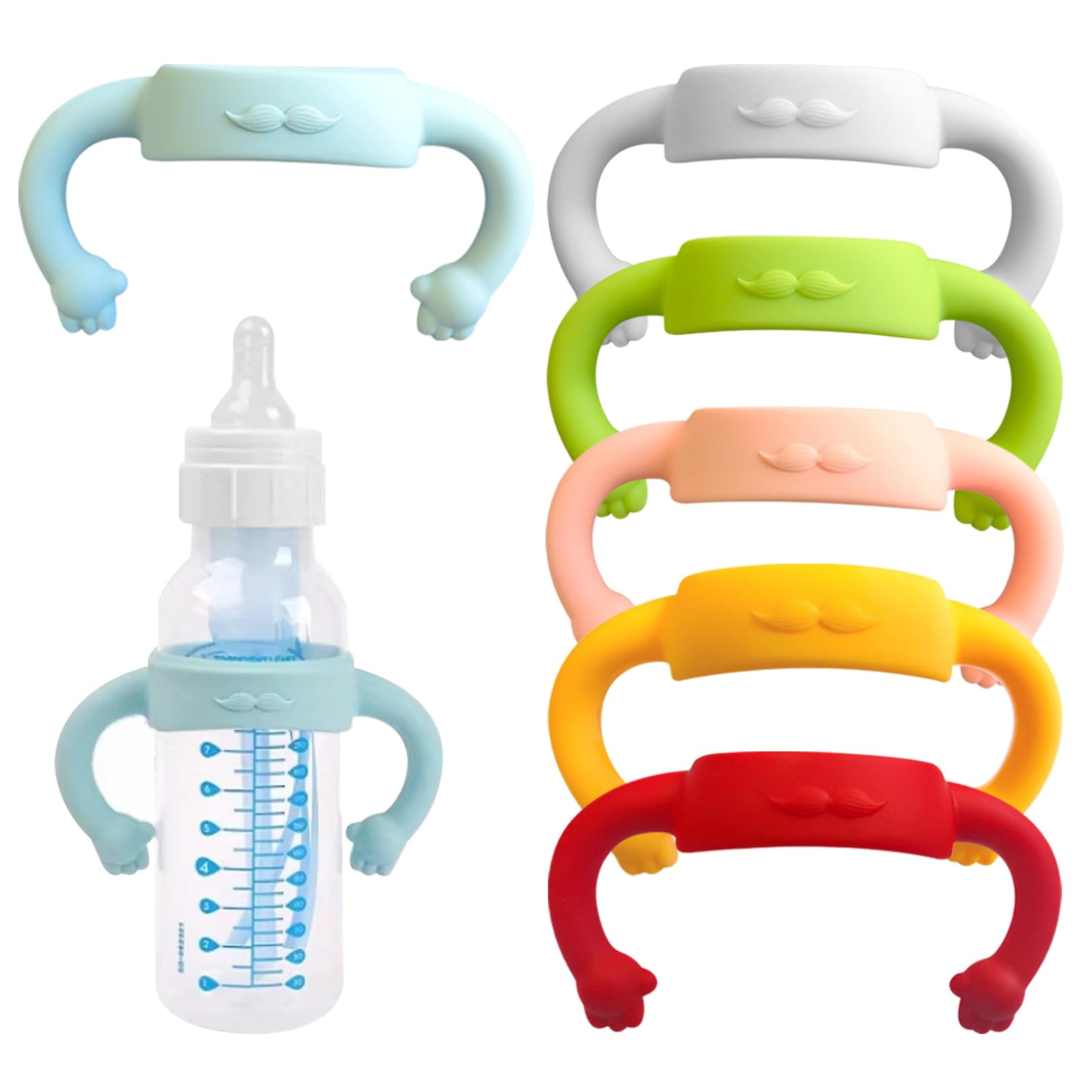 Baby Bottle Handles 6Pcs Soft Silicone Bottle Grips Safe Baby Holder Easy Carry Holder for Self Feeding Suitable for Bottles Larger Than 2
