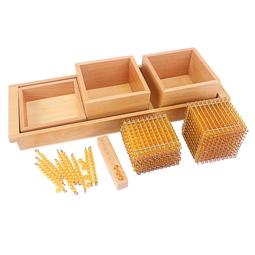 Nalupine Danni Montessori Math Educational Toys Gold Beads Material Symbols with Trays Kids 5 Years Teaching Toys Students Learning Arithmetic