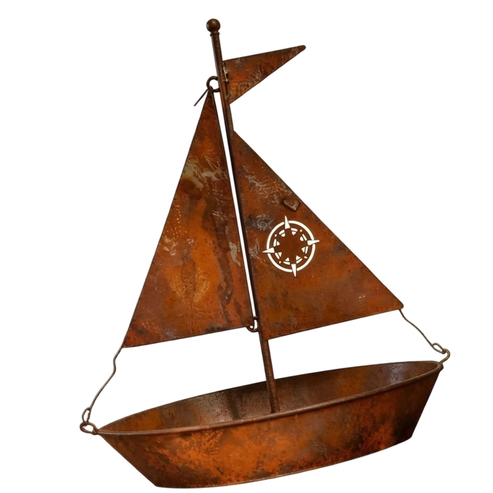 Piceioep Alloy Sailboats Planter with Rusty Styles Artistic Sailboats Shape Flower Pots for Home Garden Decoration Themed Metal Flowers Pots