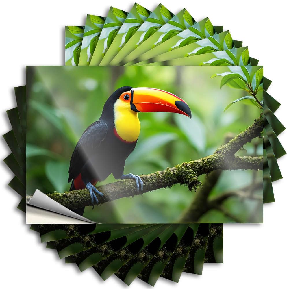 Outside Fall Decor Mini Decal - A Colorful Toucan Perches On A Moss-Covered Branch in A Lush, Green Forest Removable Decal Cover Easy Peel for Christmas(6X9CM)